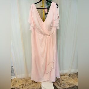 Blush Pink Chiffon Maxi Dress w/ Beaded Waist – Size 26W – NWOT